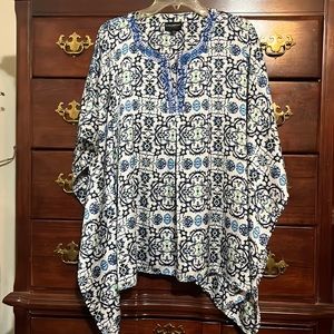 🧡Lane Bryant | Multi Blue Poncho Top